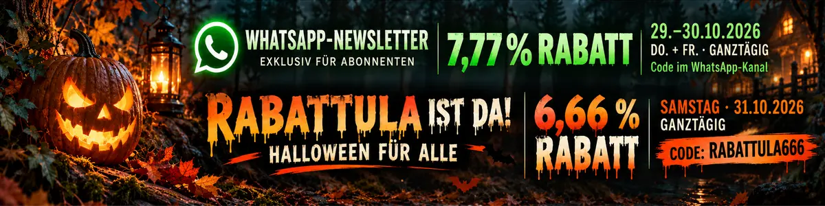 Halloween-Aktionen bei COM2YOU-BIWAK: WhatsApp-Newsletter-Rabatt und Shoprabatt.