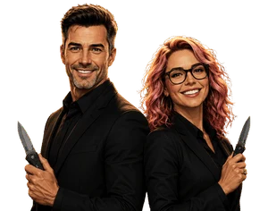 Rebecca und Andy von COM2YOU-BIWAK mit Messern