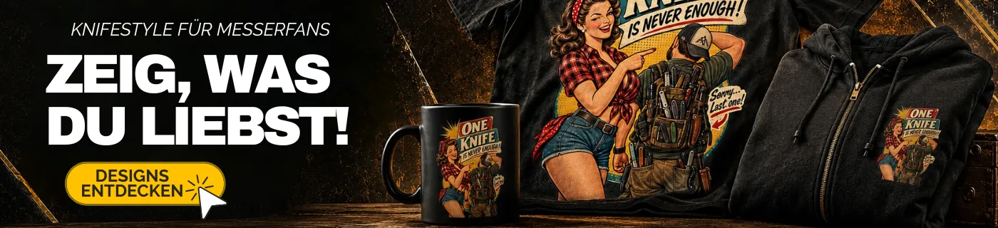 KnifeStyle Merch für Messerfans – Shirts, Caps, Becher und Accessoires entdecken