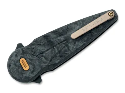 Fox Knives Saturn Flipper M390 Dark Matter CF PVD – geschlossen, Clipseite