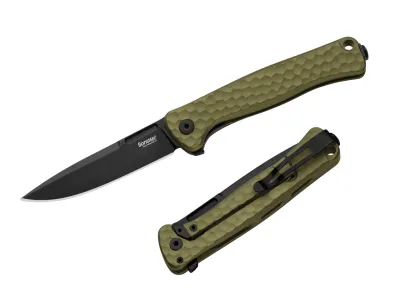 LionSteel Emmet Green Aluminum Hammertone PVD – geöffnet und geschlossen