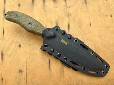 BMC Bladeworks M28, BMC M28 Solifuge, D2 Werkzeugstahl Messer, Black PVD Outdoormesser, Green Canvas Micarta Fixed Blade, Bushcraft Messer D2, BMC Knives Deutschland, Kydex Outdoormesser, Com2you-biwak