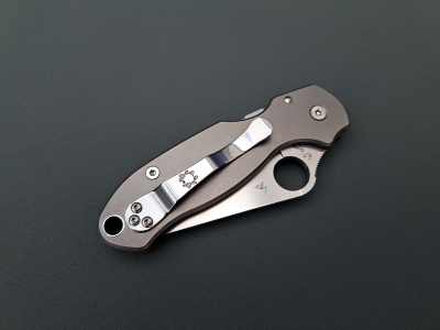 Flytanium Titan Griffschalen für  Spyderco Para3 - Stonewash