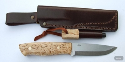 EnZo Trapper 95 O1 Knife / Maserbirke / Feuerstahl