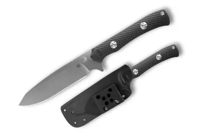 Spyderco Skoli, FB53GP, Skoli Black G10, Spyderco Fixed Blade, 9Cr18MoV Satin, EDC Feststehendes Messer, Boltaron Scheide, Outdoormesser klein, Com2you-biwak