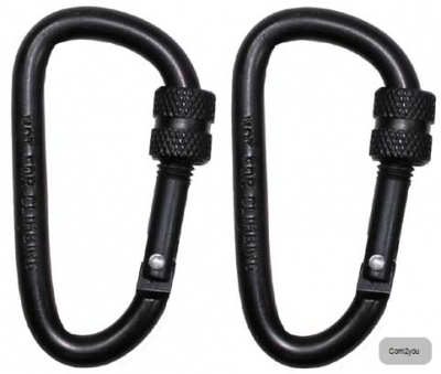 Aluminium Karabiner Schraubverschluss 2er Pack schwarz