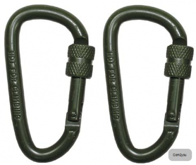 Aluminium Karabiner Schraubverschluss 2er Pack oliv