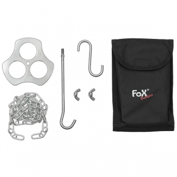 Fox Outdoor Dreibeinhalter Edelstahl, mit Kette und Haken