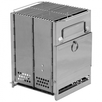 Fox Outdoor Raketenofen mit Rost faltbar Klein Edelstahl