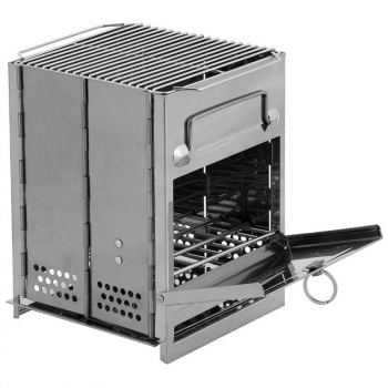 Fox Outdoor Raketenofen mit Rost faltbar Klein Edelstahl