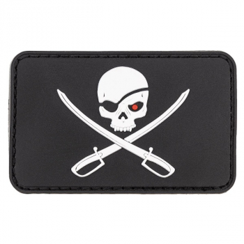Patch Klettabzeichen 3D Skull with Swords, Piraten schwarz