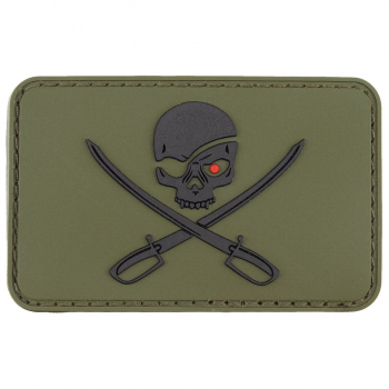 Patch Klettabzeichen 3D Skull with Swords, Piraten oliv