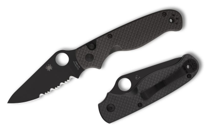 Spyderco C275CFPSBK ButtonUp Carbon Serrated Black