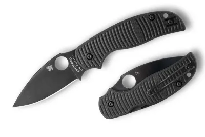 Spyderco Sage 5 Salt, C123GPBKMCBK, Sage 5 MagnaCut Black, CPM Magnacut schwarz, Spyderco Salt All Black, Compression Lock, Rostfreies Taschenmesser, Taktisches EDC, Com2you-biwak