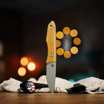 Big Idea Design USA Lookout CPM MagnaCut Drop Point Ultem Amber