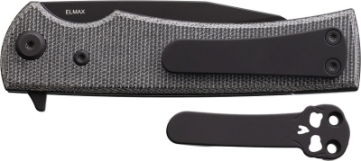 Chaves Sangre Street, Elmax Stahl Messer, Wharncliffe Klappmesser, Chaves Knives Deutschland, Black Micarta Messer, PVD Klinge schwarz, Ramon Chaves EDC, Skull Clip