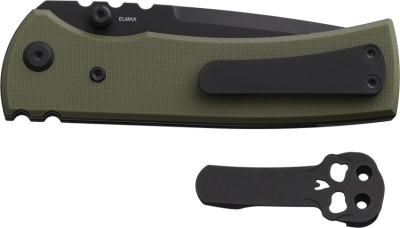 Chaves Knives Redencion Street, Elmax Stahl schwarz, Chaves G10 grün, Black Blade Messer, Ramon Chaves Deutschland, Taktisches EDC Messer, Linerlock G10, Skull Clip