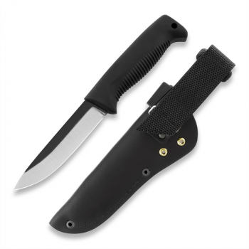 JP Peltone Ranger Knife M07 Black Lederscheide Black Sissipuukko unbeschichtet