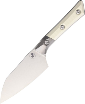 Microtech Santoku, Microtech Kochmesser, Santokumesser M390MK, Titan G10 Küchenmesser, Stonewash Ivory, Japanisches Küchenmesser, Com2you-biwak, Premium Santoku