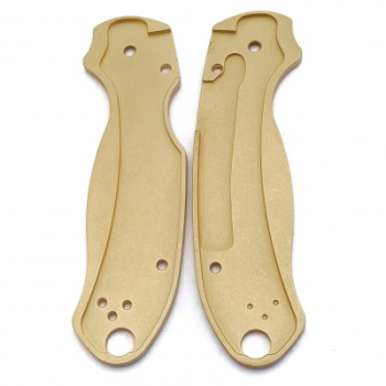flytanium brass griffschalen für  spyderco para3 - antique stonewash messer griffschalen