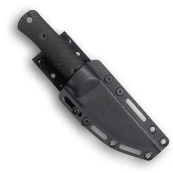Reiff Knives RUT MagnaCut Stonewash Canvas-Micarta Schwarz – in Kydexscheide, Vorderseite