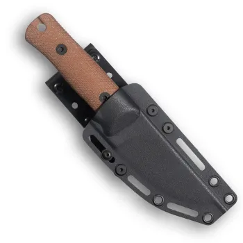 Reiff Knives RUT MagnaCut Stonewash Canvas-Micarta Natur – in Kydexscheide, Vorderseite