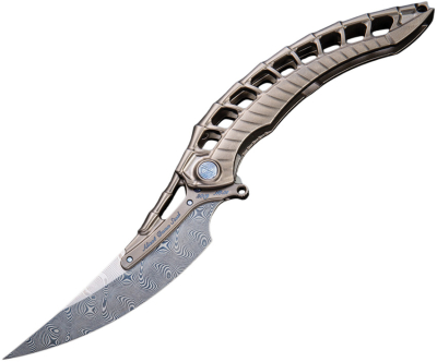Rike Knife Alien 4, Damast Taschenmesser, Titan Framelock, High-End Messer, Rike Knife kaufen, Com2you-biwak