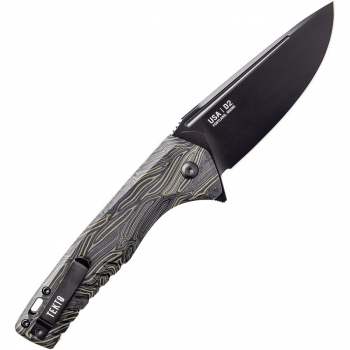 Tekto Knives F3 Charlie Button Lock G10-Damast Black Oliv