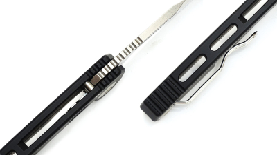 Alu SEPP Integral AlBlack, Klappmesser mit Zweihandbedienung, 9,5cm black stonewashed Klinge