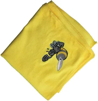 Wicked Wipes, Wicked Industries Tuch, Mikrofasertuch Messerpflege, Messerreinigungstuch, Poliertuch Messer, Wicked Wax Zubehör, Com2you-biwak, Gelbes Mikrofasertuch, EDC Pflegetuch, Messerwerkstatt Zubehör