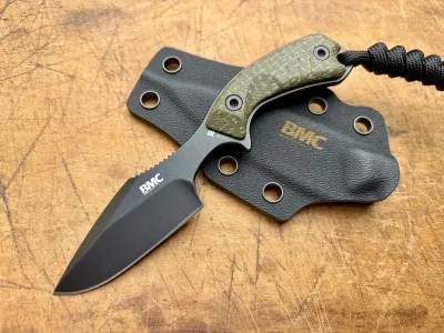 BMC Bladeworks M13 Imp, BMC M13 Imp Neck Knife, 14C28N Neck Knife, Black PVD Outdoormesser, Green Canvas Micarta Fixed Blade, EDC Feststehendes Messer, BMC Knives Deutschland, Kydex Neck Knife, Com2you-biwak