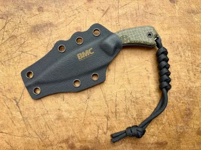 BMC Bladeworks M13 Imp, BMC M13 Imp Neck Knife, 14C28N Neck Knife, Black PVD Outdoormesser, Green Canvas Micarta Fixed Blade, EDC Feststehendes Messer, BMC Knives Deutschland, Kydex Neck Knife, Com2you-biwak