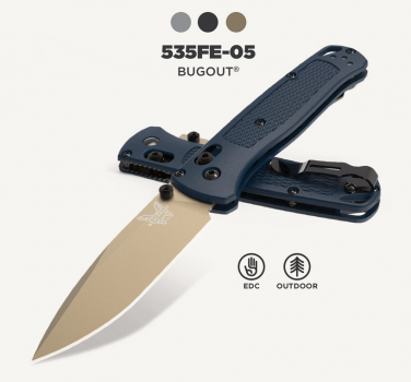 Benchmade 535FE-05 BUGOUT Crater Blue Grivory taschenmesser