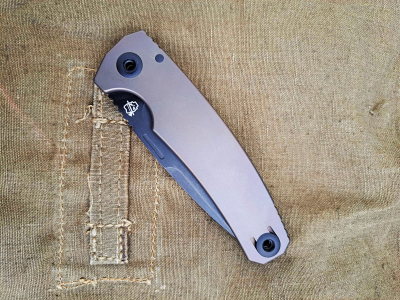 Titan SEPP Integral TiBronze, Klappmesser, 95mm black stonewashed Klinge, Griffschalen Titan/PVD