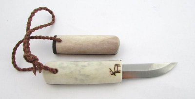 Eräpuu Antler Pocket Knife puukko Cordknife mit Rentier horn scheide