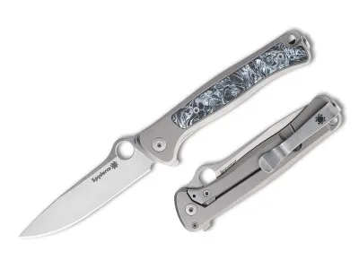 Spyderco C279TIP Thyn M390 Titan Fatcarbon Grau
