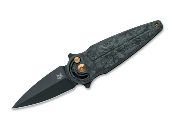 Fox Knives Saturn Flipper M390 Dark Matter CF PVD – geöffnet