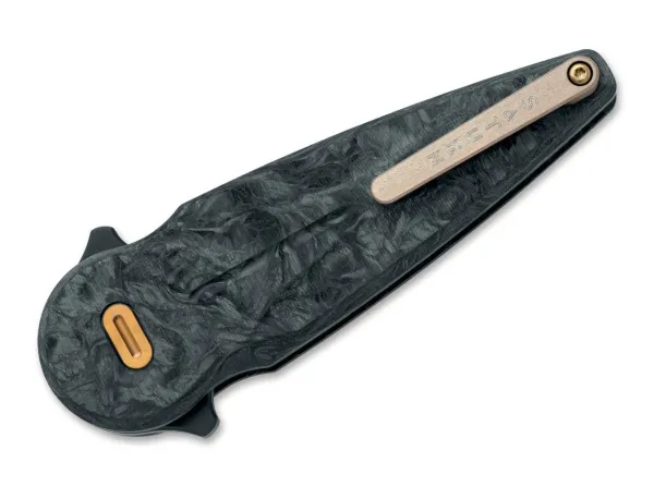 Fox Knives Saturn Flipper M390 Dark Matter CF PVD – geschlossen, Clipseite