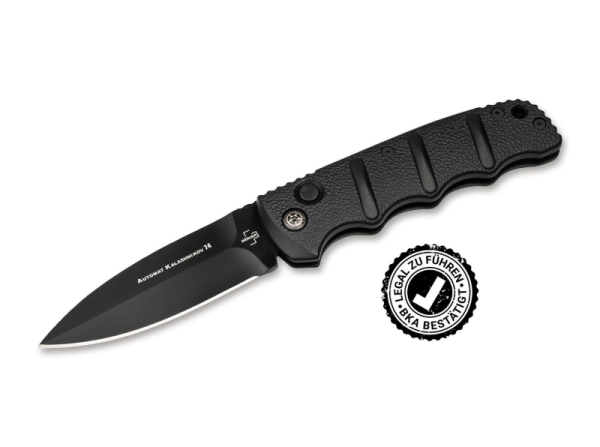 Böker Plus Kalashnikov, Nonlock 42, Spearpoint Messer, §42a konforme Messer, legal führbare Klappmesser, D2 Stahl Messer, Kalashnikov Taschenmesser, EDC Messer Deutschland, Slipjoint Automatikmesser.