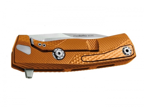 lionsteel rok aluminium orange satiniert folding knife messer