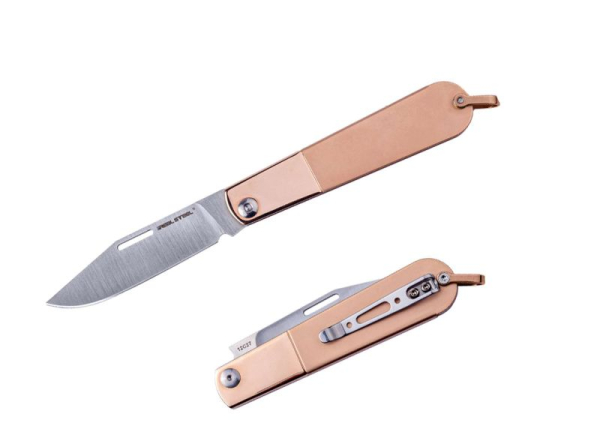 Real Steel Barlow RB-3 Clip Point 12C27 Rosegold Steel slipjoint