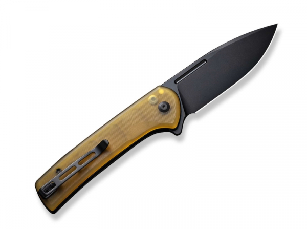 CIVIVI Knives Conspirator Button Lock Ultem Amber & Black