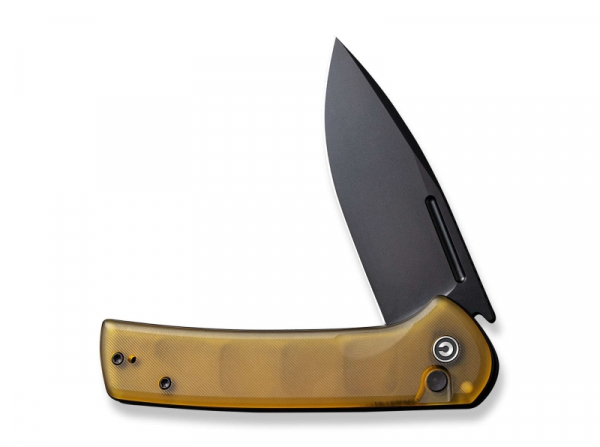 CIVIVI Knives Conspirator Button Lock Ultem Amber & Black