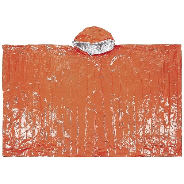 Notfall-Poncho orange einseitig alubeschichtet