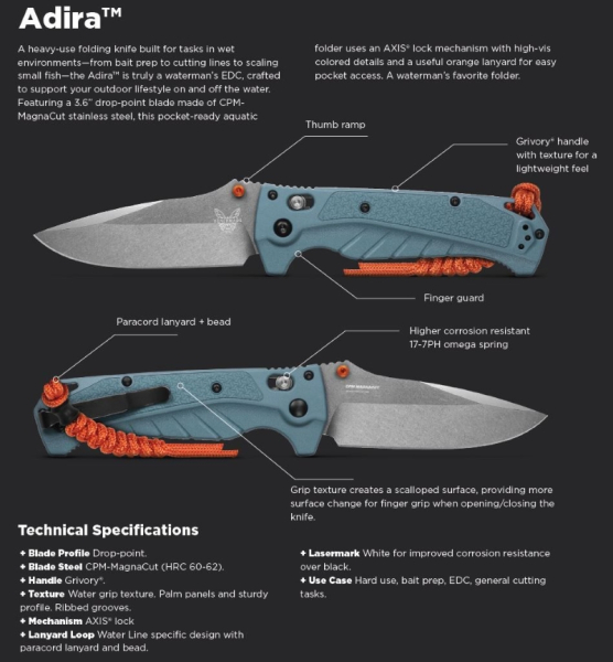 Benchmade 18060 Adira MagnaCut Blue Grivory Benchmade 18060 Adira MagnaCut Blue Grivory