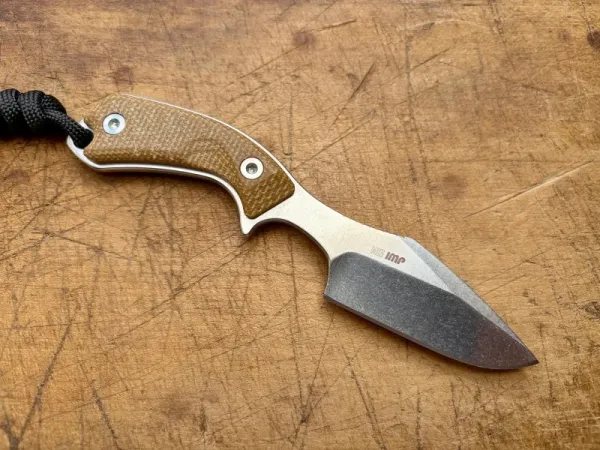 BMC Bladeworks M13 Imp, BMC M13 Imp Neck Knife, 14C28N Neck Knife, Stonewash Outdoormesser, Sand Canvas Micarta Fixed Blade, EDC Feststehendes Messer, BMC Knives Deutschland, Kydex Neck Knife, Com2you-biwak