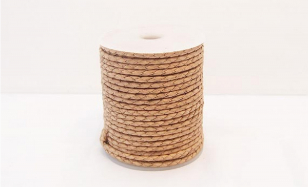 Lederband Natur geflochten 3mm