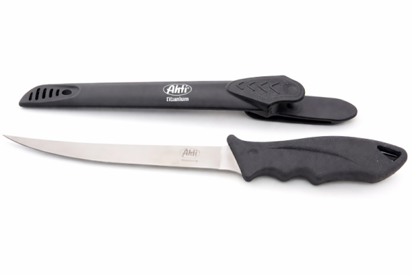 Ahti Titanium 170, Filiermesser Gummigriff, Fischmesser rutschfest, Finnisches Angelmesser, Titanium Filetiermesser, Ahti Knives Rubber, Profi Fischwerkzeug