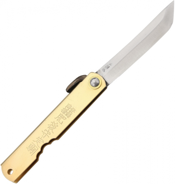 Higonokami Tanto Folder Brass white paper steel 