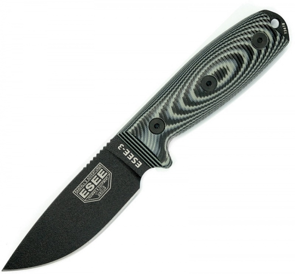 ESEE Knives Model 3 3D Black Grey Fixed Blade Black outdoor survival messer